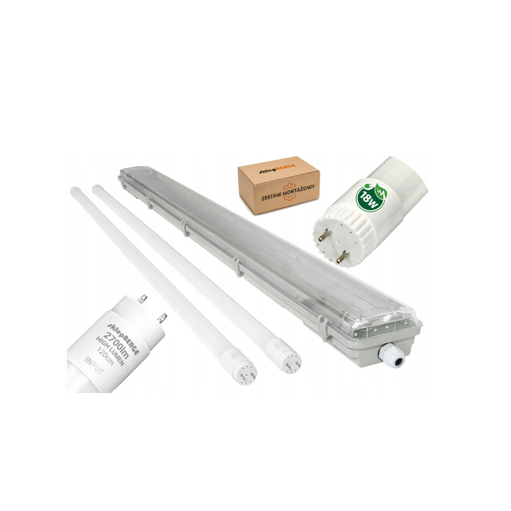 ECOLIGHT Hermetické svietidlo 120 cm + 2x žiarivky PREMIUM - studená biela