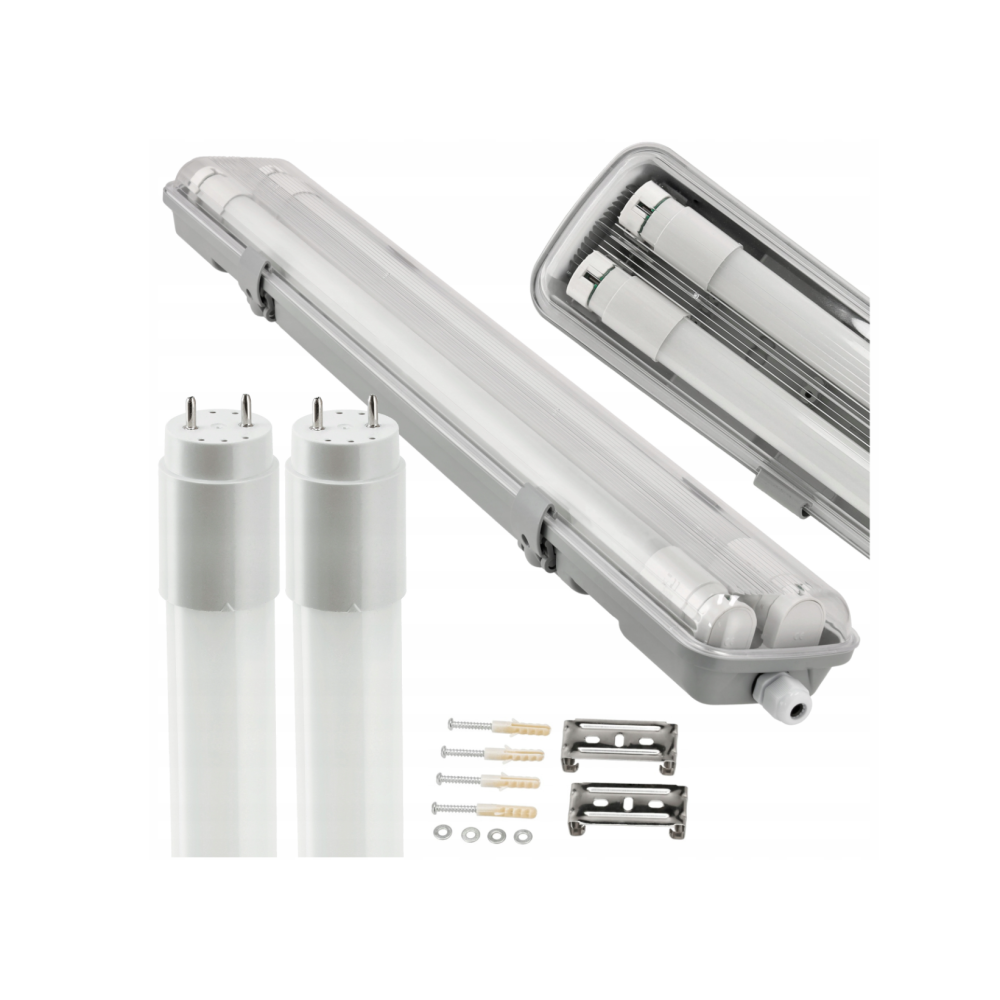 BERGE Hermetické svietidlo 60cm + 2x LED trubica studená biela