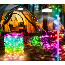 BERGE Kempingová lampa nabíjacia LED girlanda na rolke 10m RGB IPX4