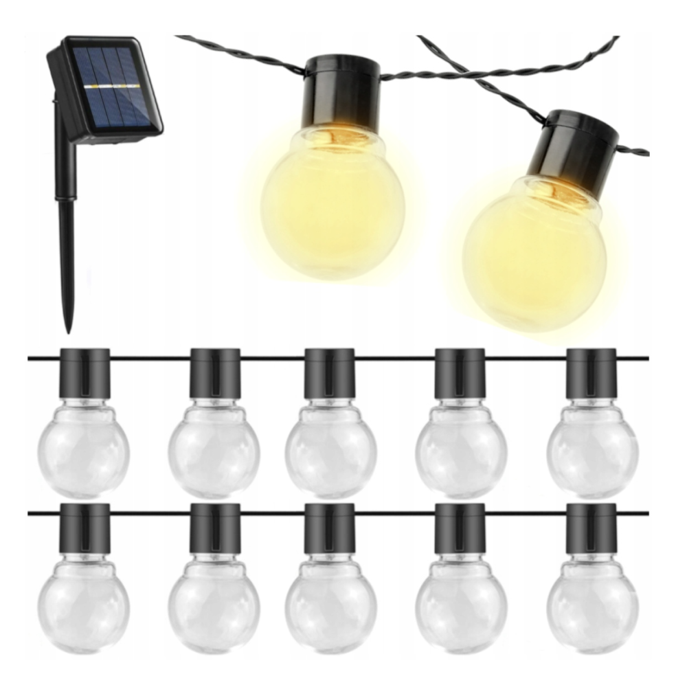 BERGE Solárne reťazové svetlo záhradné LED girlanda vonkajšie 5m 10LED IP44