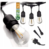 BERGE Záhradná girlanda 15m + 16x 1W LED žiarovka