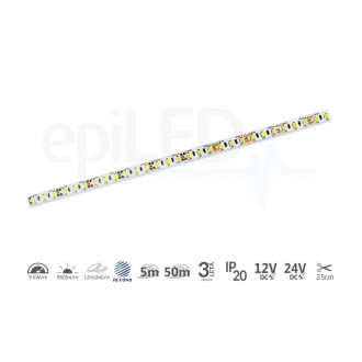epiLED – 5m LED pásik Flex-120 – 9.6W, 120xSMD, 8mm, IP20, 24V DC - Neutrálna biela (NW) / 4000°K
