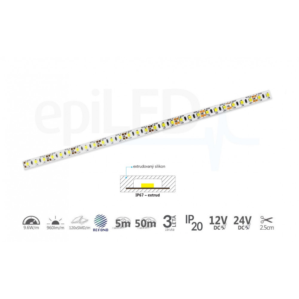 EMPI-d / 9,6W / 120 LED / IP67 EXTRUD - 3000°K (5m)