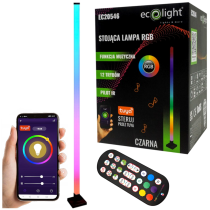ecoLIGHT - LED stojacia lampa RGB - diaľkový ovládač / TUYA ovládanie / Sound active - čierna