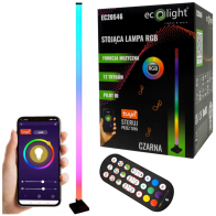 ecoLIGHT - LED stojacia lampa RGB - diaľkový ovládač / TUYA ovládanie / Sound active - čierna