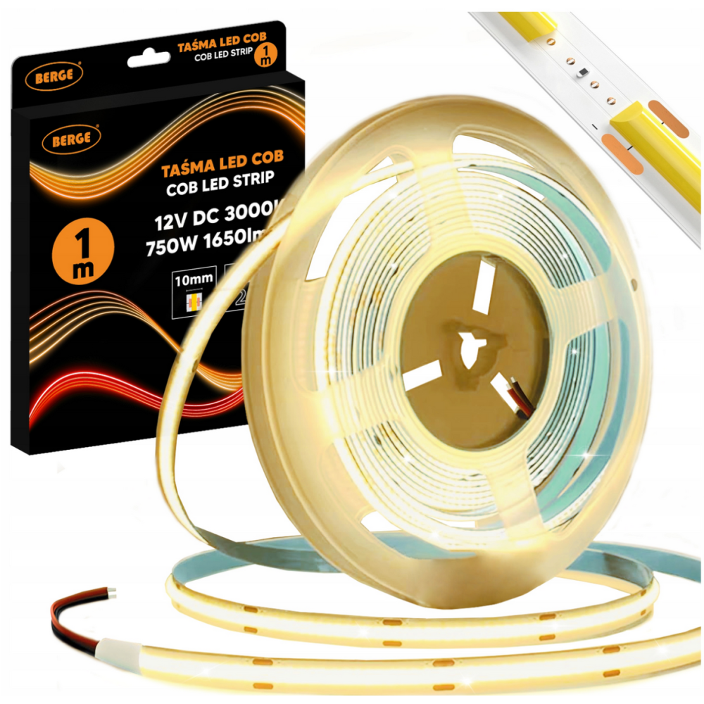 BERGE LED pásik COB Neon 12V - 528D - 15W/m - IP20 - 1650lm - 1m - teplá farba