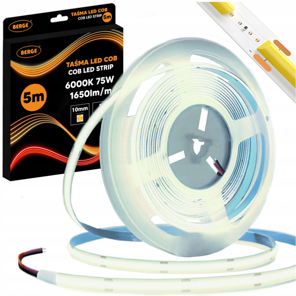 BERGE LED pásik COB Neon 12V - 528D - 15W/m - IP20 - 1650lm - 5m - studená farba
