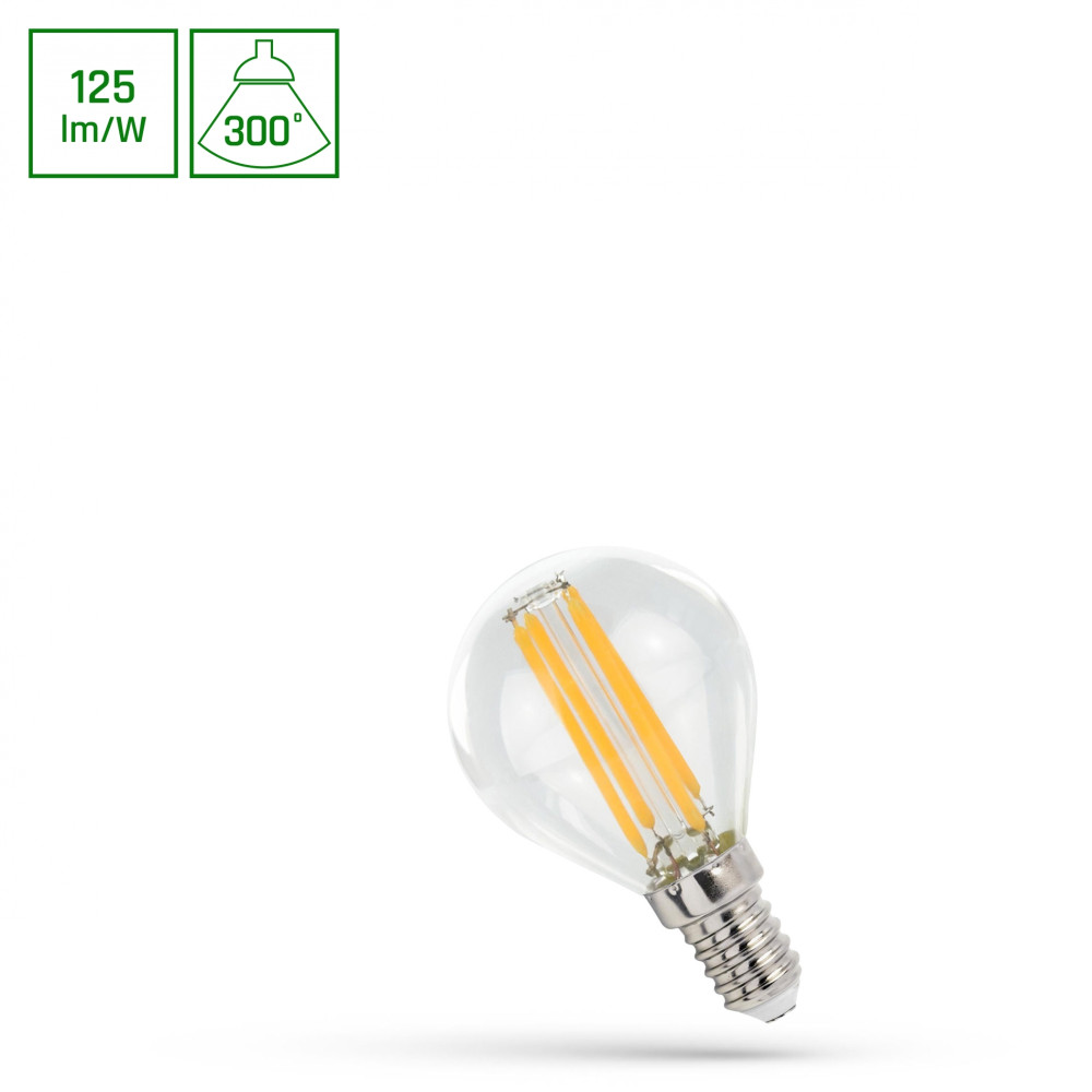 SPECTRUM LED - Žiarovka SPECTRUM CLEAR - 4W -340lm - 300° - 230V - Teplá biela / 1800°K - COG E-14