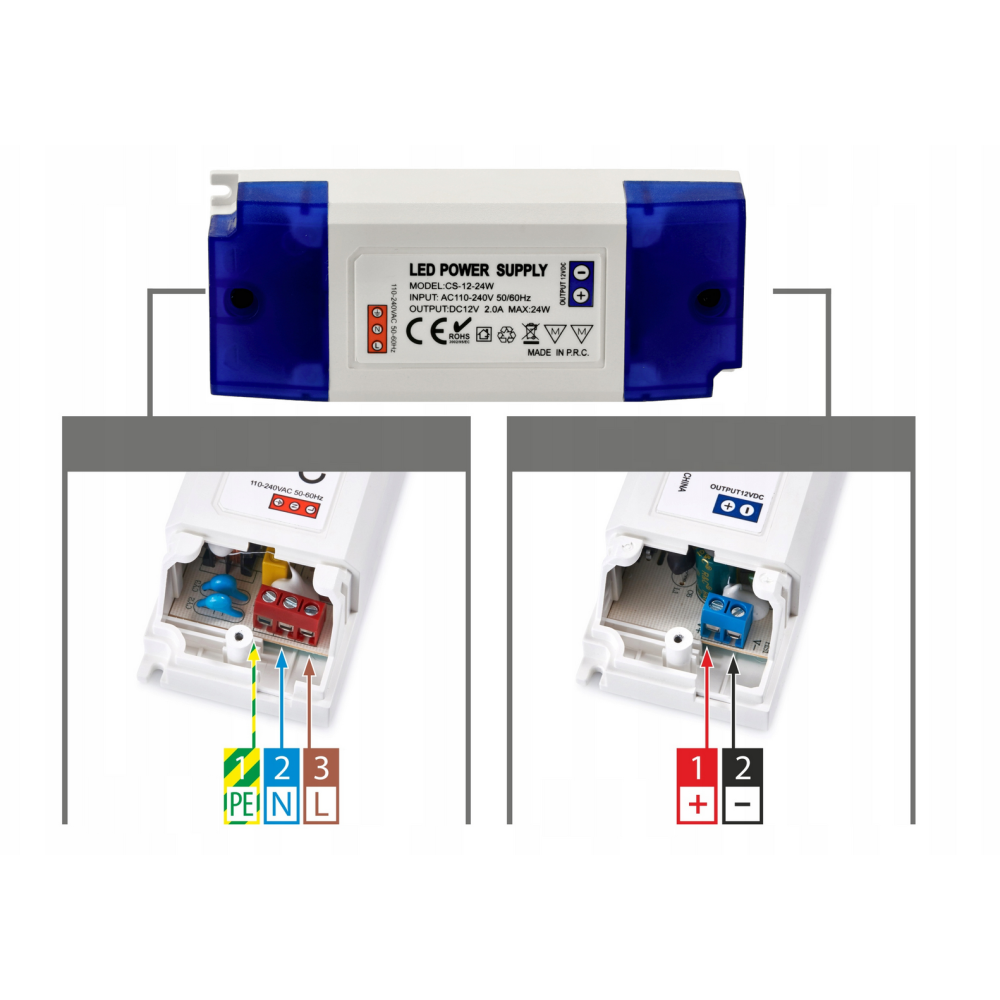 BERGE Zdroj pre LED nábytok 24V - 12W - 0,5A - IP20