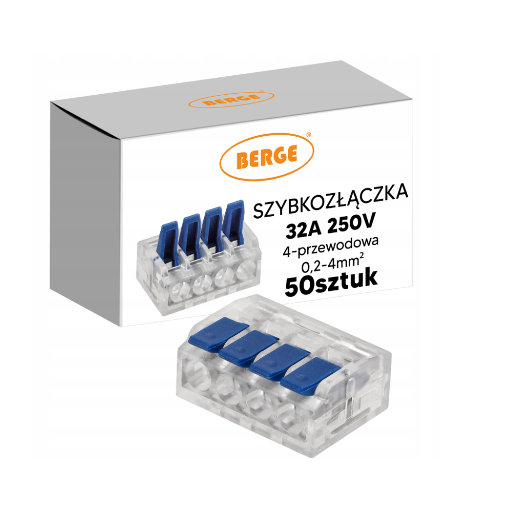 BERGE Sada 50x Drôtová elektrická rýchlospojka 32A 4cestná 0,2-4mm
