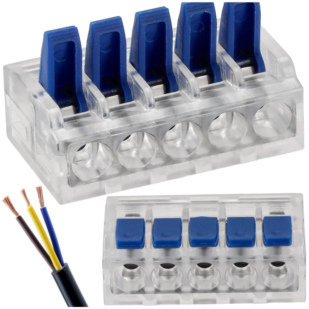 BERGE Sada 50x Drôtová elektrická rýchlospojka 32A 5-koľajová 0,2-4mm