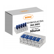 BERGE Sada 50x Drôtová elektrická rýchlospojka 32A 5-koľajová 0,2-4mm