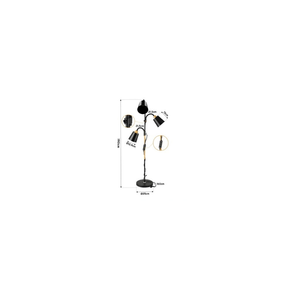BERGE Stojacia lampa čierna 3xE27