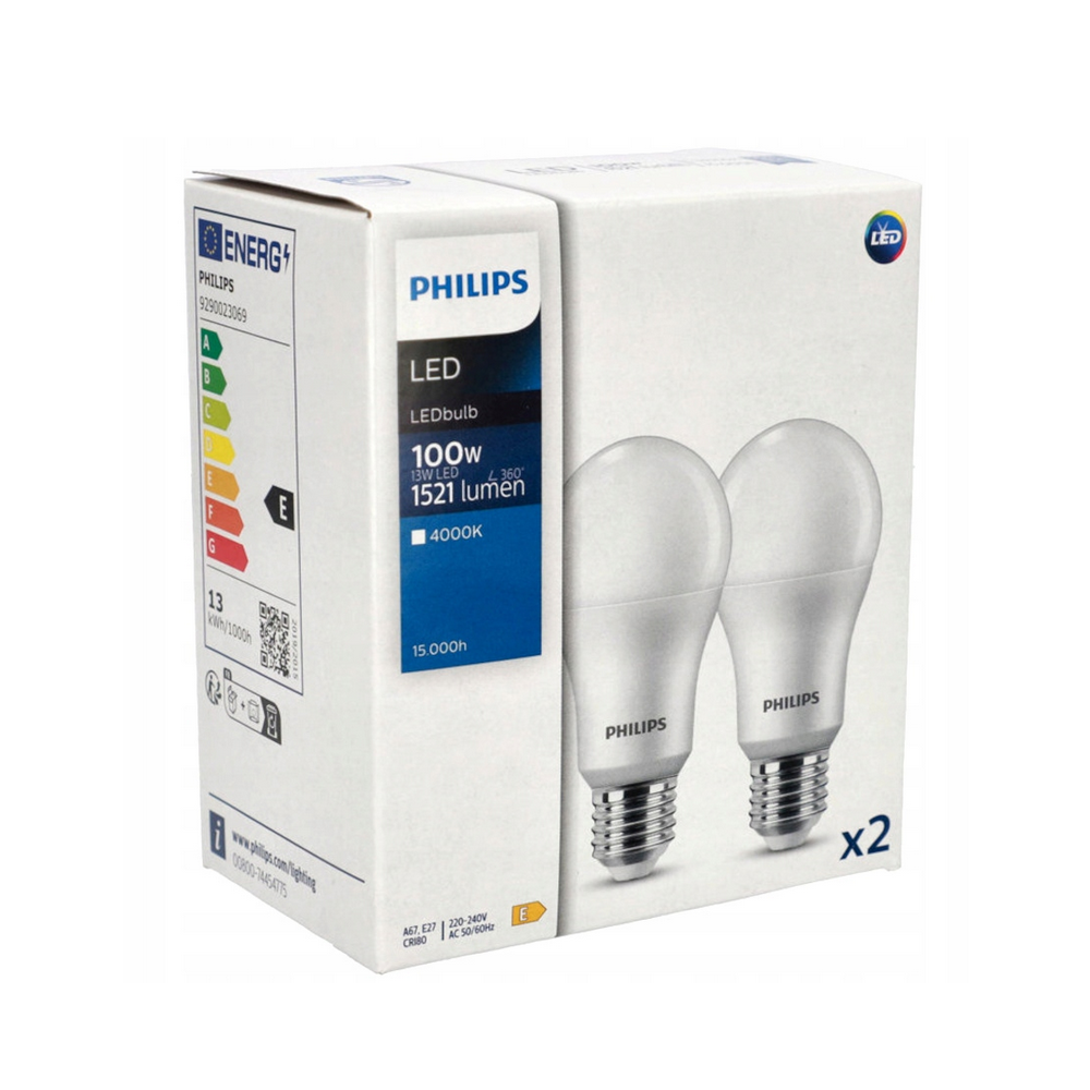 2x LED žiarovka Philips E27 - 13W - 1521lm - 4000K