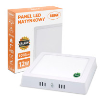 BERGE LED panel štvorcový 170x170x35mm prisadený - 12W - 230V - 860Lm - studená biela