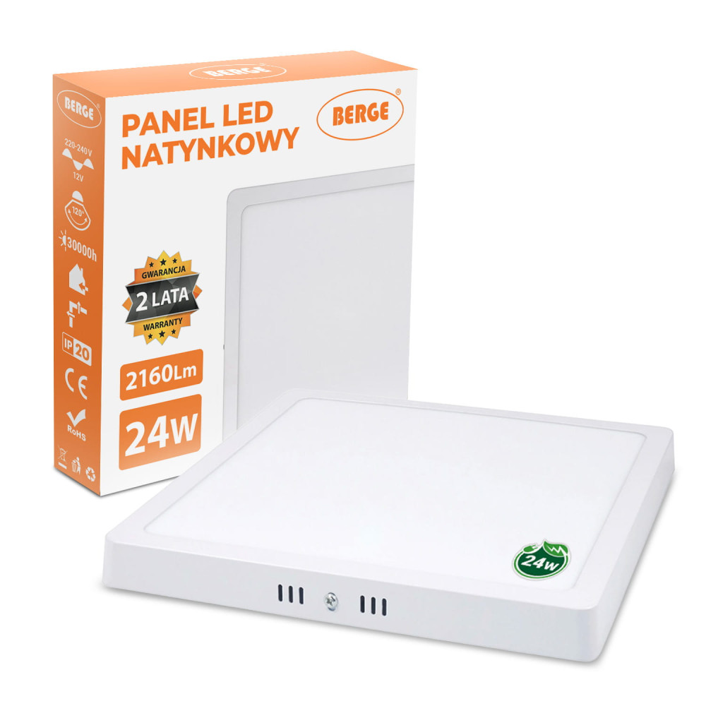 BERGE LED panel štvorcový prisadený - 24W - 230V - 1900Lm - studená