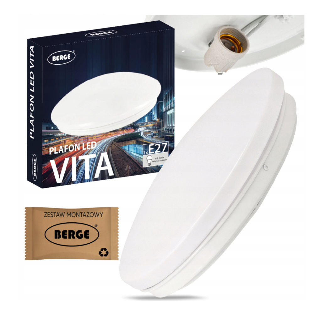 BERGE Prisadený LED stropný panel 1x E27 pre okrúhlu žiarovku