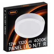 BERGE Prisadený okrúhly LED panel 12W - 1320lm - neutrálna farba