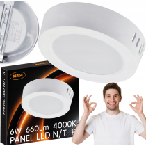BERGE Prisadený okrúhly LED panel 6W - 660lm - neutrálna farba