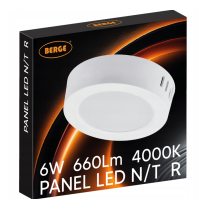 BERGE Prisadený okrúhly LED panel 6W - 660lm - neutrálna farba