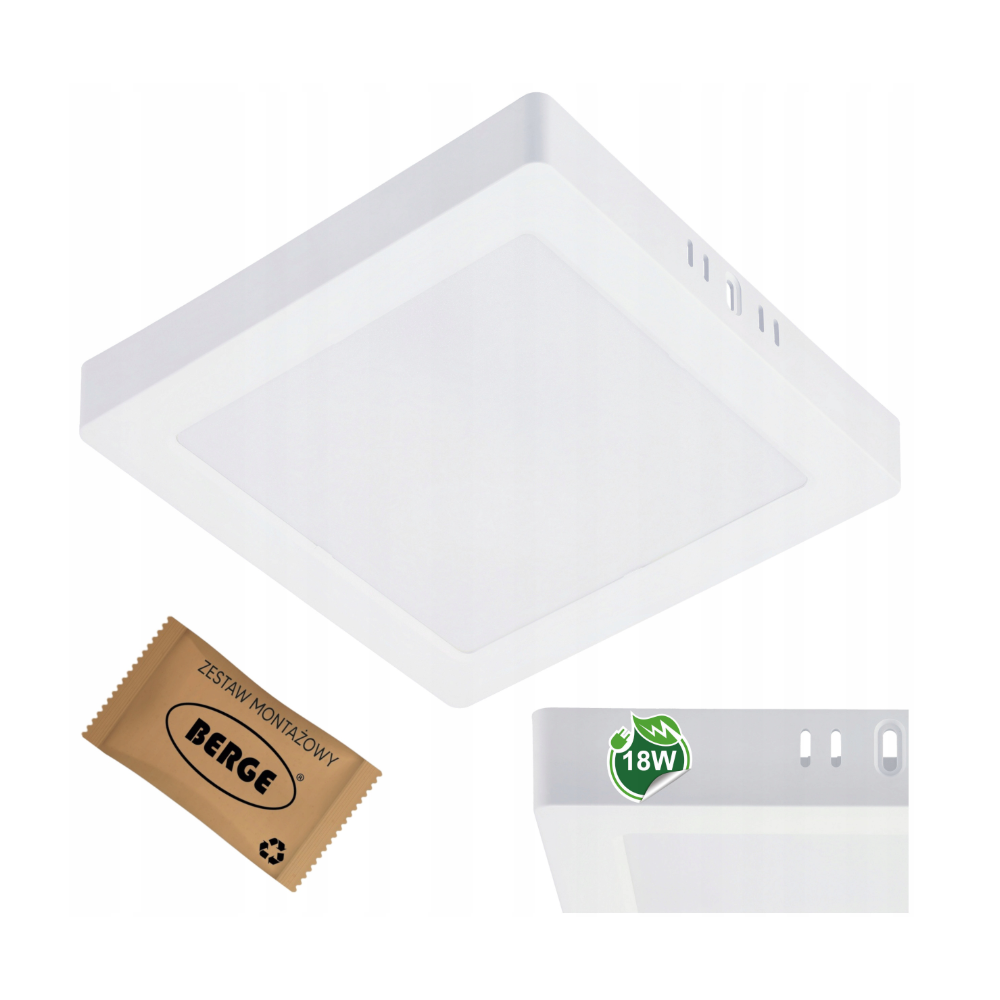 BERGE Prisadený štvorcový LED panel 18W - 1980lm - neutrálna farba