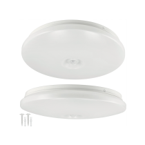BERGE Stropný LED panel, prisadený, 2x E27, okrúhly, s CLIO senzorom pohybu a súmraku