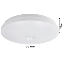 BERGE Stropný LED panel, prisadený, 2x E27, okrúhly, s CLIO senzorom pohybu a súmraku