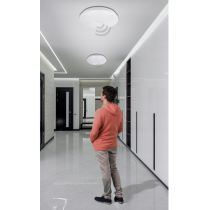 BERGE Stropný LED panel, prisadený, 2x E27, okrúhly, s CLIO senzorom pohybu a súmraku