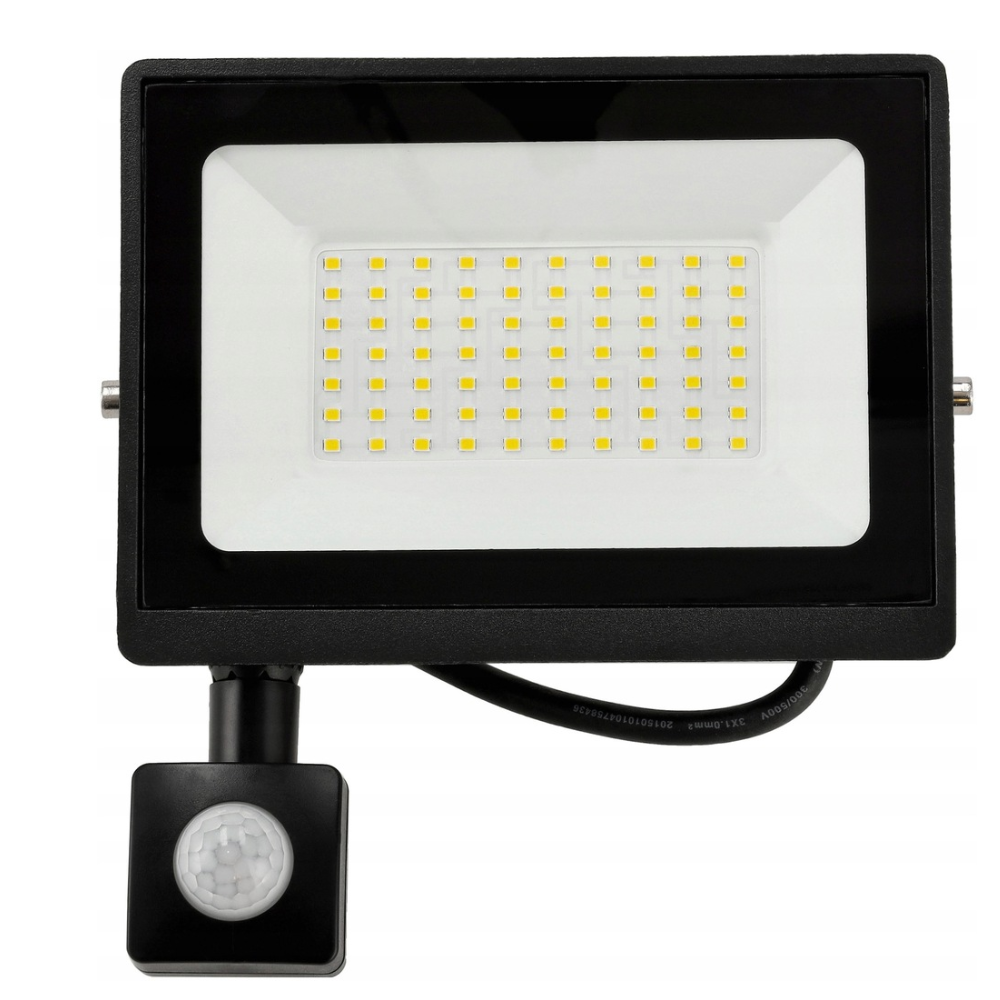 BERGE LED reflektor IP65 - 50W - 4500lm s pohybovým a súmrakovým senzorom - neutrálna biela