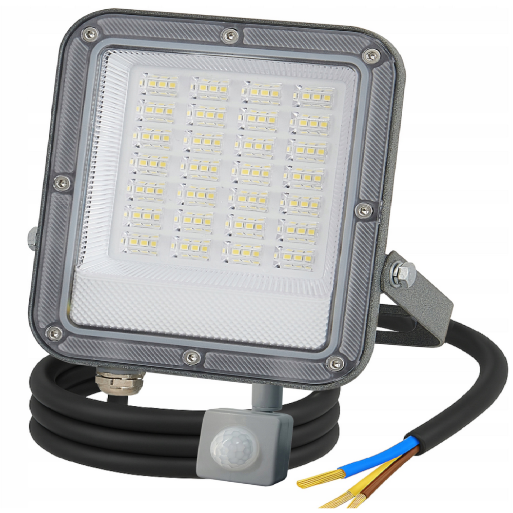 BERGE LED reflektor ODYN s pohybovým senzorom 50W - 4500lm - 4000K - IP66