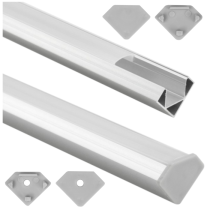 ECOLIGHT Rohový profil pre LED pásky, 2m, elox + opálové tienidlo + 2x krytky