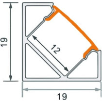 ECOLIGHT Rohový profil pre LED pásky, 2m, elox + opálové tienidlo + 2x krytky