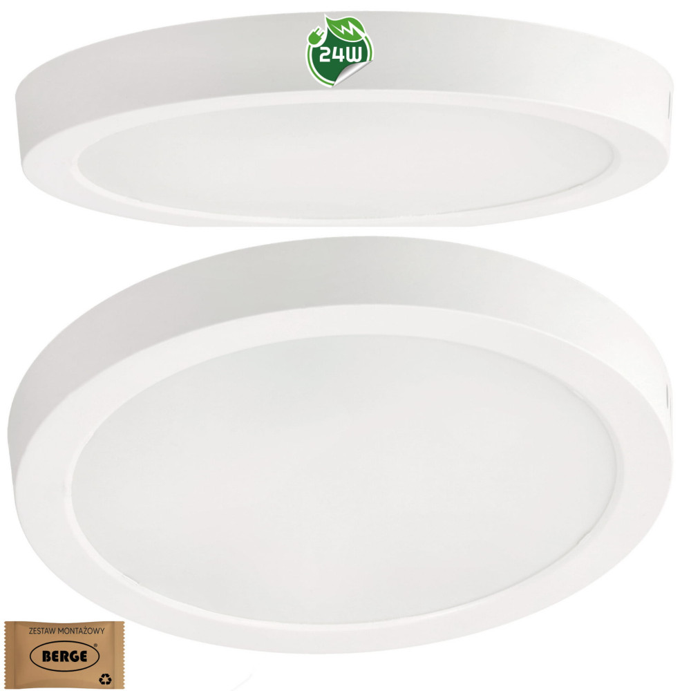BERGE Okrúhly LED panel prisadený biely - 24W - PC - neutrálna biela