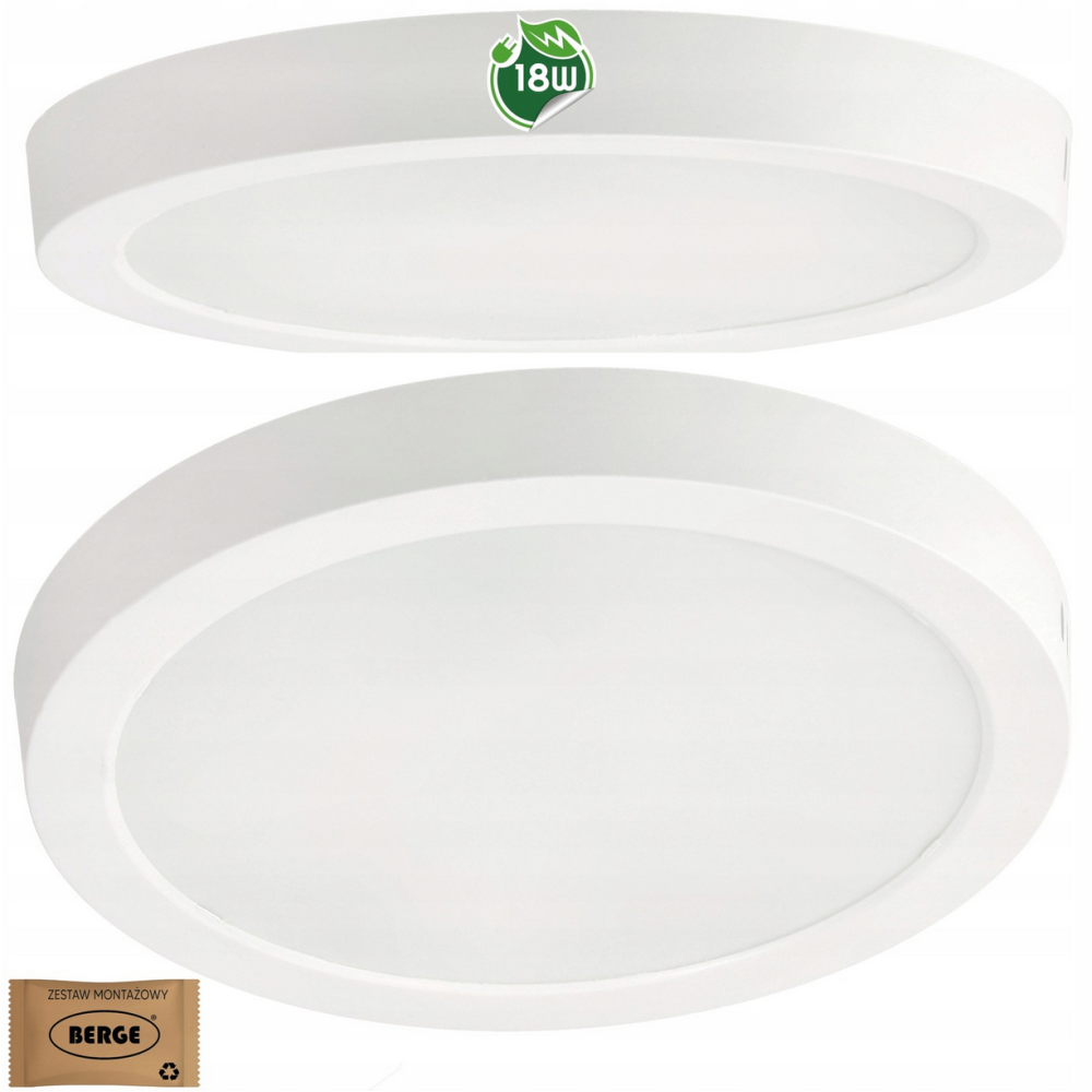 BERGE Prisadené LED stropné svietidlo 18W - 1980lm - 4000k - biely kruh