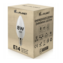 ecoPLANET LED žiarovka E14 sviečka 8W 700lm - studená biela