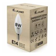 ecoPLANET LED žiarovka E14 sviečka 8W 700lm - teplá biela