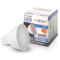 ECOLIGHT LED žiarovka MR16 12V 2W studená biela