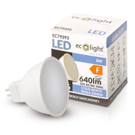 ECOLIGHT LED žiarovka MR16 12V 8W studená biela