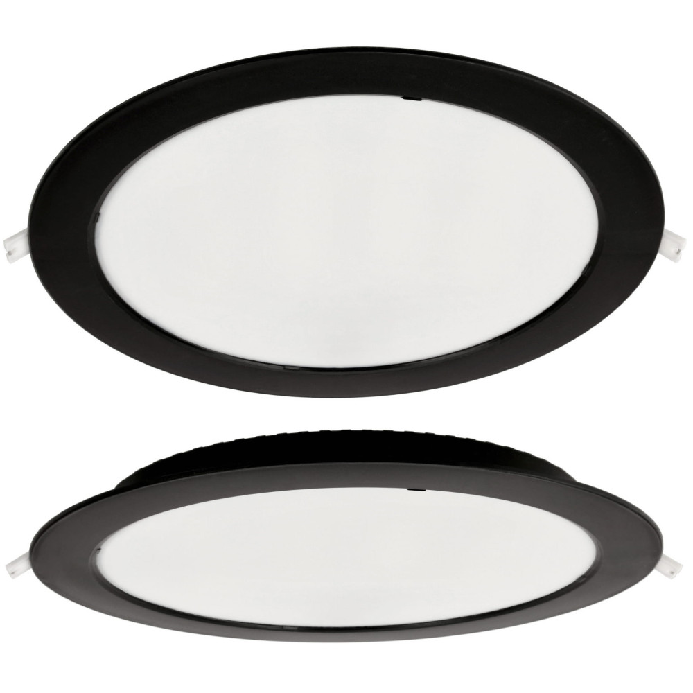 BERGE Okrúhly LED panel zapustený - čierny - 24W - PC - neutrálna biela