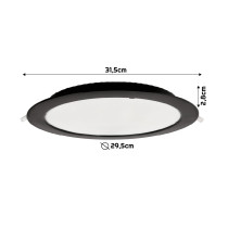 BERGE Okrúhly LED panel zapustený - čierny - 24W - PC - neutrálna biela
