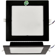 BERGE Štvorcový LED pabel zapustený - čierny - 18W - PC - neutrálna biela