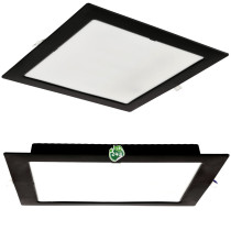 BERGE Štvorcový LED panel zapustený čierny - 24W - PC - neutrálna biela