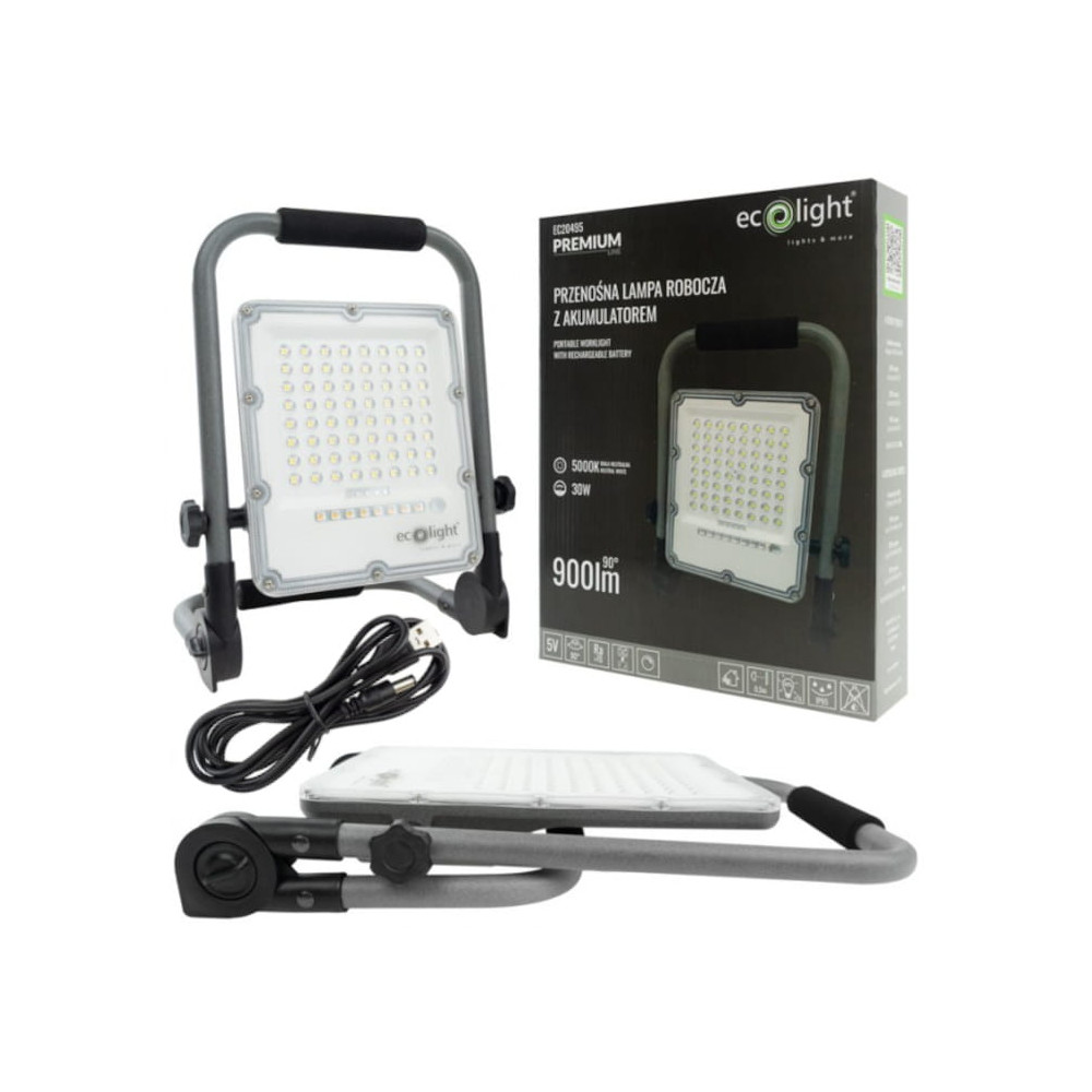 ECOLIGHT LED reflektor 30W s batériou