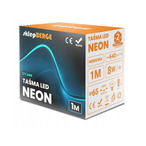 ECOLIGHT LED pásik NEON - 230V - 1m - 8W/m - IP68 - vodotesný - cyan