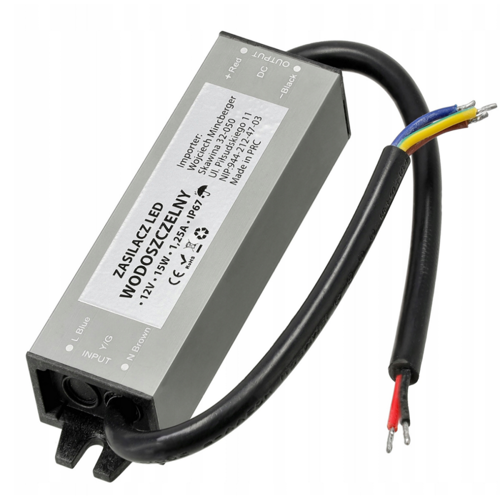 BERGE LED hermetický zdroj - 12V - 15W - 1,25A - IP67