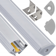 BERGE LED hliníkový profil rohový 2m biely - sada