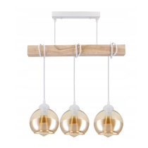 BERGE Drevená LED stropná závesná lampa 3xE27 - biela