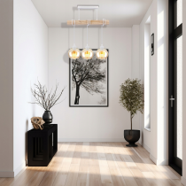 BERGE Drevená LED stropná závesná lampa 3xE27 - biela