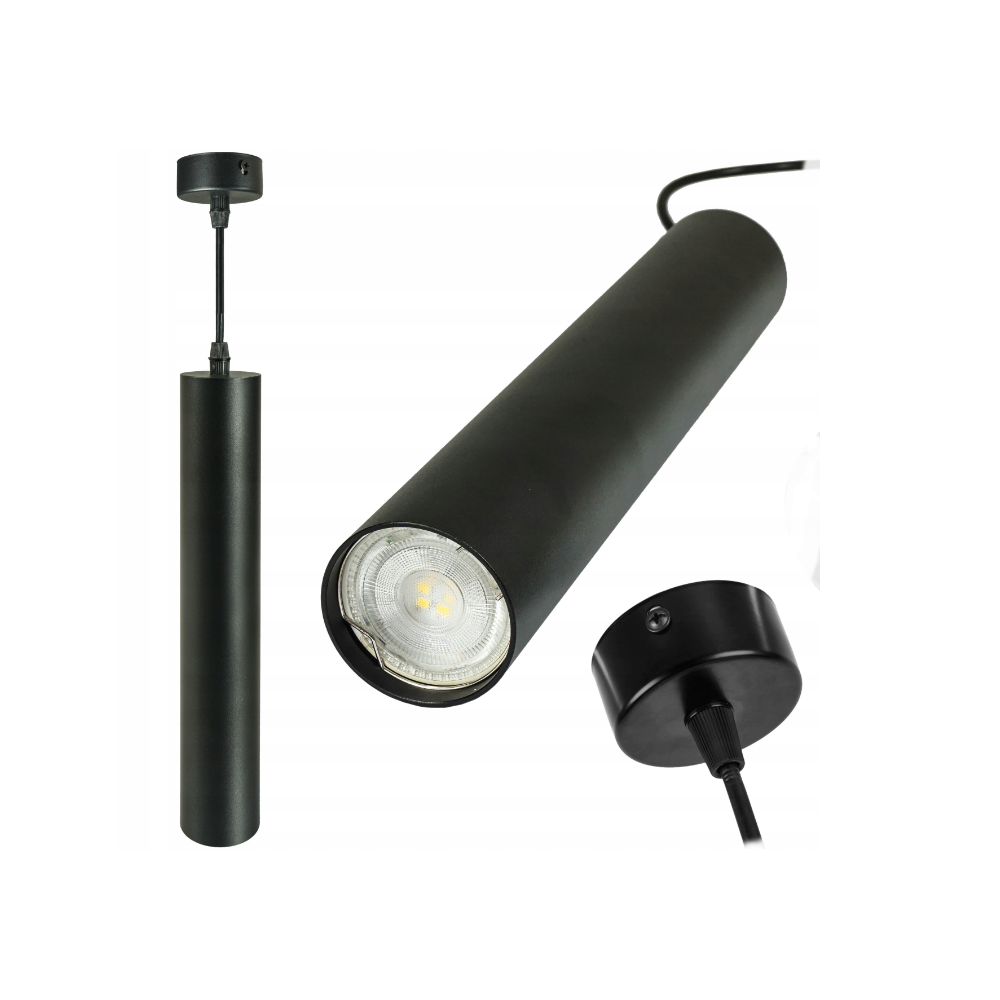 ECOLIGHT GU10 čierne LED rúrkové závesné svietidlo