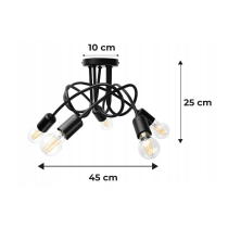 BERGE LOFT 5x E27 zavinovacia závesná lampa